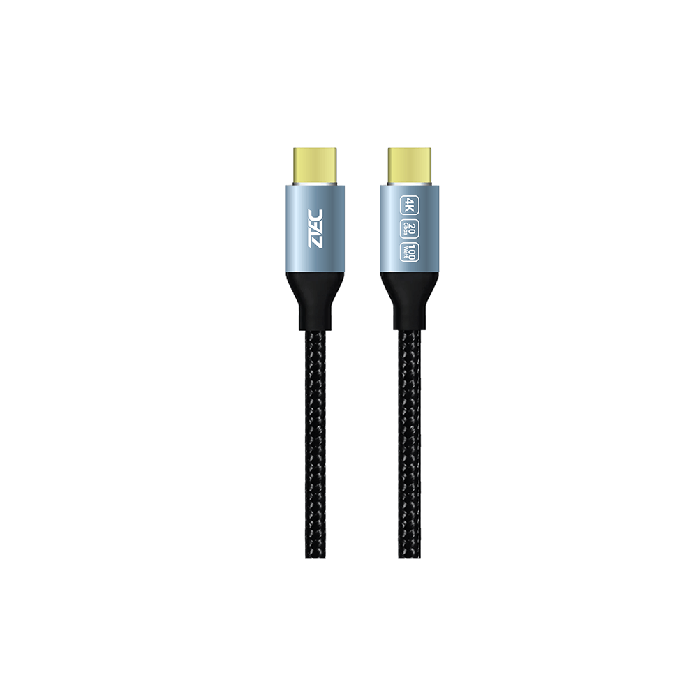 สายชาร์จ ZTEC รุ่น ZC611 100W USB-C to USB-C 1 เมตร สีเทา (รองรับชาร์จเร็วและรองรับการเชื่อมต่อภาพ 4K)